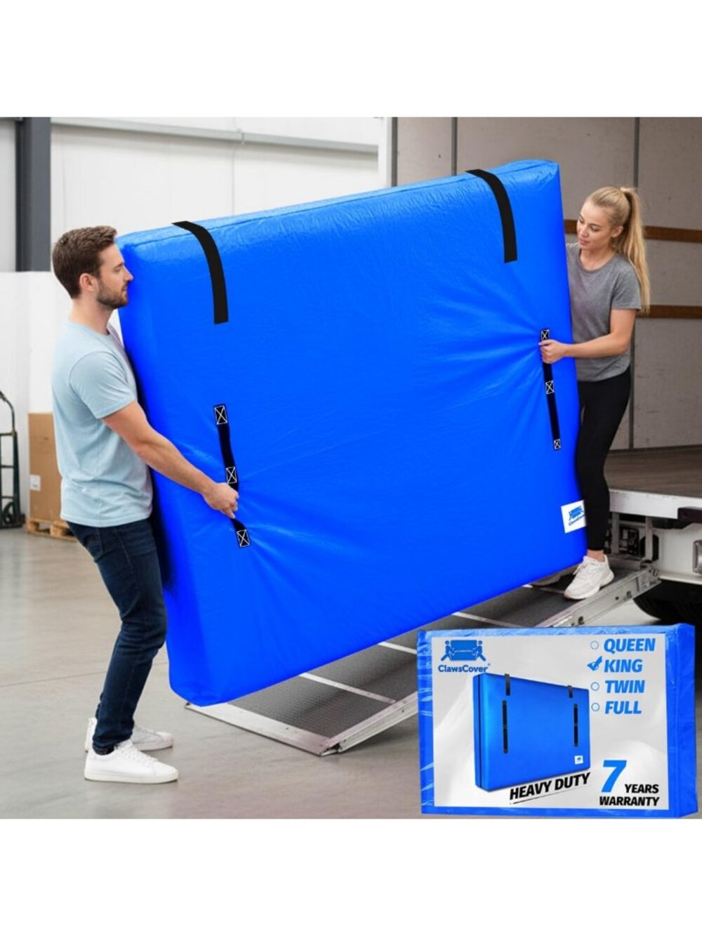 Heavy Duty King Mattress Moving Bag, 10 Mil Thick PE, Adhesive Strap, Waterproof